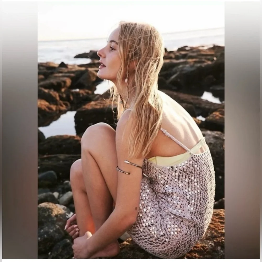 Flook The Label‎ x Free People Silver Mini Dress Size Medium NWT